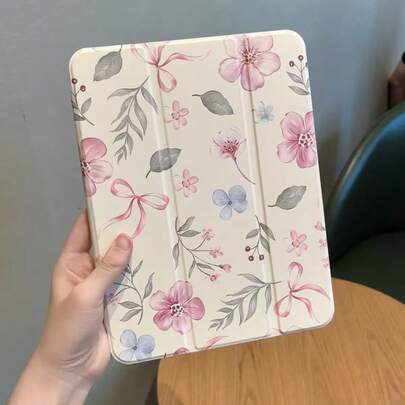 花卉蝴蝶结保护套，防震全包亚克力平板电脑保护套，适用于 iPad Mini 6/9.7/10.2/10.5/Air 4/Air 5/第十代/10.9/Pro 11/Air 11 (M2)/Pro 11 (M4) 2024 款，智能休眠/唤醒功能，兼容 iPad 第十代/第九代 10.2 英寸及 A16 芯片。