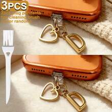 可爱三件套防尘塞爱心吊坠套装，包含2个Type-C USB-C防尘塞和1个清洁刷，防尘USB-C插头盖，适用于 17-15以及 14-5 Lightning接口。 - 彩色 - 查看 71