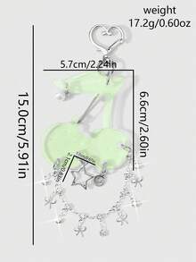 1件简约甜美精致休闲少女风2D绿色/粉色亚克力漩涡鱼形蛋糕，精细闪粉渐变，仿珍珠，银色水钻，镂空星形花树脂透明蜜桃天使翅膀泰迪熊白色蕾丝蝴蝶结双层蝴蝶结DIY钥匙扣包饰，适合姐妹、女士、女孩、闺蜜、日常佩戴、节日礼物 - 彩色 - 查看 11