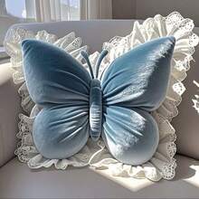 Sweet Lace Trim Velvet Butterfly Throw Pillow - Home Decor Cushion For Sofa, Bed, Car - Soft Plush Decorative Pillows Gift(50*40cm) - Multicolor - View 9