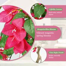 Large Artificial Bougainvillea Tree 3/4/5FT UV Resistant Faux Bougainvillea Flower Plant Real Touch Fake Rose Tree For Outdoor Indoor Realistic Silk Flower Tree For Garden Poolside Patio Wedding Easter Festival Home Room Decor - Màu Hoa hồng đỏ - Xem 10