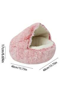 Semi-Enclosed Cat/Dog Bed, Pet Nest, Enclosed Cat House, Pet Supplies. Suitable For Small Cats, Small To Medium Cats And Dogs. Fluffy Round Covered Cat/Dog Bed. - Multicolor - View 3
