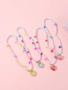 4 chiếc vòng tay dễ thương hình dâu tây, hoa, sao làm từ đất sét mềm, ngọc trai và hạt thủy tinh, thích hợp cho bé gái đeo trong các lễ hội âm nhạc, ngày lễ, sinh nhật và các bữa tiệc. - Nhiều màu - Xem 5