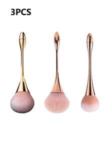 5支装精致手柄化妆刷套装：金色散粉刷（用于定妆）、粉底刷、大号化妆刷、腮红刷、指甲清洁刷、修甲刷 - 彩色 - 查看 13