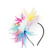 1920s Women Fascinator Feather Headband,Kentucky Headpiece Tea Party Flower Cocktail Wedding Derby Hat - A - View 14