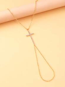 1件简约十字链脚趾环，百搭沙滩时尚女式脚部饰品 - 金色 - 查看 4