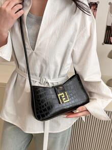 New Luxury Solid Color Versatile Women Shoulder Bag - Black - View 5