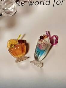 1pc Nail Art Mold, Dreamy Juice Cup Straw, Cute Dessert Cream DIY Beverage Cup 3D Mold - 無色 - 查看 9