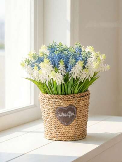 5pcs,Artificial Hyacinth Flowers Faux Plants Garden Stuff Outdoor Indoor Home Decoration Spring Easter Party Decor