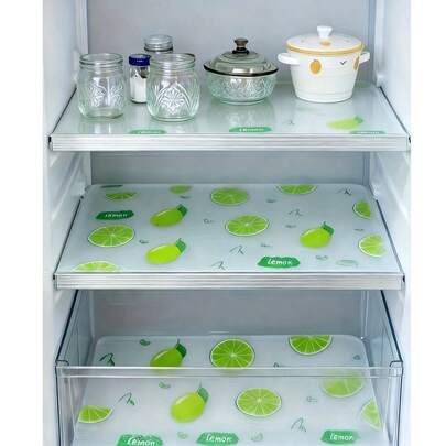 Waterproof Refrigerator Mats - Moisture-Proof, Anti-Slip, Washable, Reusable. Made Of EVA Material With A Novel Lemon Pattern. Suitable For Refrigerator And Kitchen Decor. Can Also Be Used As Refrigerator Mats, Drawer Liners, Shelf Liners, Table Covers, Shoe Cabinet Liners, And Cabinet Liners. Valentine's Day Gift, Home Goods, Kitchen Supplies, DIY Crafts