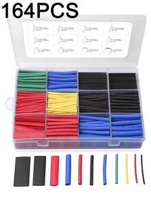 164pcs Heat Shrink Tubing Electrical Connectors, Insulation Protection Sleeves For Home & Outdoor Use, 2:1 Shrink Ratio, Multi-Size, Suitable For Electrical Connections, Great Gift - Multicolor - View 11