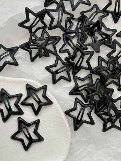 30 piezas/20 piezas/12 piezas/8 piezas Pinzas para el cabello con estrellas negras brillantes, estilo académico elegante, adecuadas para la decoración diaria de las mujeres, maquillaje, ir al trabajo, vacaciones, escuela, fiestas, regalo