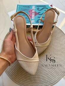 Women's Nude Slingback Comfortable Casual Buckle Flat Sandal - 米色 - 查看 2