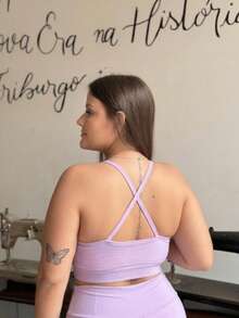 Women's Top Fitness Without Padding, Straps, Backless, Sports Workout/Gym, Premium Polyamide Fabric, Zero Comfort, No Transparency - 紫丁香色 - 查看 4