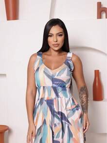 Women's Fitted Tulle Tank Top Jumpsuit - 芥末黃 - 查看 2