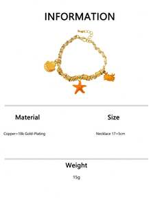 1pc Women's Elegant Fashion Beach Vacation Style Bracelet, Chic Luxury Cute Unique Starfish Bracelet, Bohemian Beach Bracelet - Orange - View 6