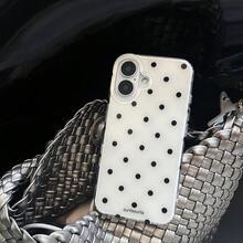 A Stylish Phone Case With A Simple And Cute Design, Black And White Polka Dot Pattern, Suitable Compatible With Apple 11 To 17 Series, Including Pro Max Versions - White - View 2