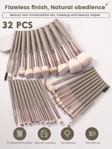 49PCS Makeup Tools Set Including:32PCS Makeup Brush Set+1pc Multi-Functional Zipper Toiletry And Cosmetic Bag Waterproof+1pc Hairband+2PCS Hand Bowl Strap+3PCS Mini Air Cushion Powder Puffs+3PCS Mini Makeup Sponges+3PCS Makeup Sponges+3PCS Triangle Powder Puffs+1pc Makeup Brush Cleaning Tools,All-In-One & Beginner-Friendly | Travel-Ready & Gift-Ready | Perfect For Newbies/Her - Multicolor - View 2