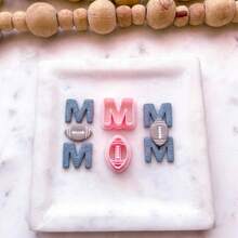 Mother's Day Gift, Letter M & Basketball Baseball Shaped Clay Cutter Set, DIY Handmade Earring Accessory Tools - Pink - View 5
