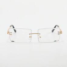 两副男女通用金属透明时尚眼镜，欧美优雅风格，适合各种场合 - 無色 - 查看 4