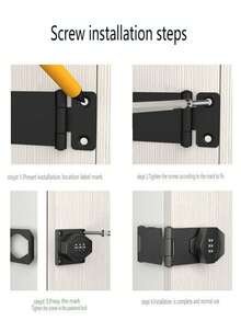 Candado de combinación de metal fácil de instalar, sin necesidad de perforar - Candado de 3 dígitos para gabinetes, cajones, estantes de zapatos y armarios, acabado negro liso, candado para gabinete de almacenamiento - Modelo plegable múltiple de 4 pulgadas - Ver 8