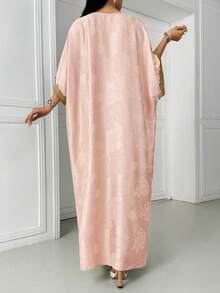 Women's Bat Decor Elegant Abaya Robe Pink - Pink - View 2