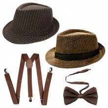 Set de 4 piezas de accesorios para hombre de los años 20, que incluye pistola de juguete, boina, corbata, tirante, accesorios decorativos de mano, accesorios de disfraz vintage de los años 20 adecuados para mascarada, Halloween y otras ocasiones - multicolor - Ver 18