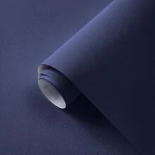 1 rouleau de papier peint autoadhésif bleu foncé mat, en matériau PVC épais, durable et amovible, facile à déchirer et à coller, convient pour la décoration de la chambre, de la maison, du mur, de la salle de bain, de la cuisine, la rénovation murale, le relooking de meubles - couleur unie - Voir 2
