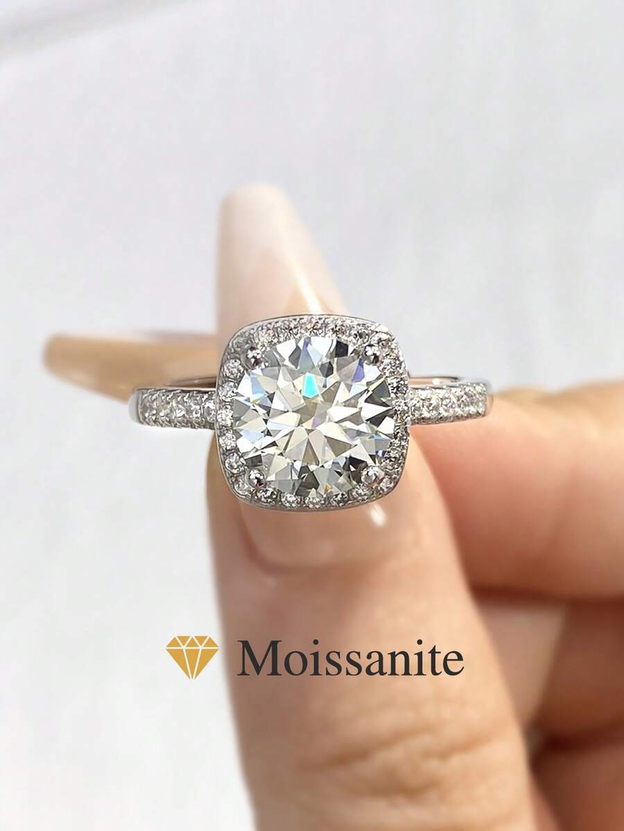 1 chiếc nhẫn kim cương Moissanite hình vuông cổ điển 0,5-3 carat, bạc sterling 925, món quà sang trọng, thanh lịch dành tặng cô dâu nhân dịp đính hôn, cưới, sinh nhật, kỷ niệm hoặc quà tặng cho bạn thân. - Bạc - Xem 1