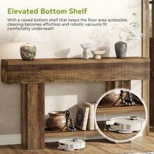 Tribesigns 55-Inch Console Table With Storage, Farmhouse Entryway Table Furniture For Hallway, 2-Tier Sofa Table For Behind Couch, Rustic Wood Console Table For Living Room & Foyer - Rustic Brown - View 8