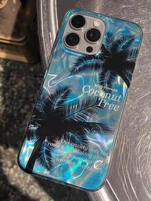 1 PC, Ins Summer Shading Blue Laser Is Suitable For The Coconut Water Ripple Iphone17 Iphone17promax/Iphone16 Pro Max/Iphone15 Pro/Iphone14 Iphone13/12/11, Suitable For Family/Friends/Sister/Girlfriend On Valentine's Day Gift/Birthday Present/Gift/Its Day Mother's Day - Blue - View 3