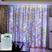 Đèn rèm LED chạy bằng pin, màu ấm, dài 3/6m, thích hợp cho phòng ngủ, tiệc tùng, phông nền chụp ảnh, 8 chế độ chiếu sáng, đèn rèm cổ tích trang trí tường, đám cưới, Giáng sinh. - Đèn rèm hộp pin - Xem 24