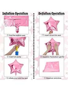 9pcs Set Including 4 Pink & 3 Silver Star Foil Balloons, 1 Roll Of Ribbon, Suitable For Birthday Party, Christmas And Various Festivals - View 6