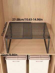 Heavy Duty Adjustable Expandable Wardrobe Organizer Rack - Space Saving Stackable Metal Storage Shelves, Polished Surface, No Assembly Required. Suitable For Kitchen, Bedroom, Office Desk Organization, Multi-Purpose Shelving Unit, Shoe Rack - White - View 8
