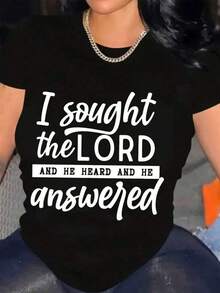 Oversize I Sought The Lord, And He Heard And Answered My Prayers. Faith-Inspired Printed Unisex T-Shirt, Christian Clothing With Religious Theme, 220 Grams (Single T-Shirt, Not A Set) - 黑色 - 查看 7
