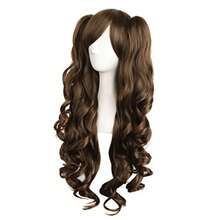 MapofBeauty 28"/70cm Lolita Long Curly Clip On Ponytails Cosplay Wig Brown - Marrón - Ver 5