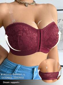 Women's Strapless Bra, Wireless Comfort Bra - Burgundy - View 4