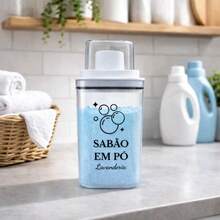 Acrylic Laundry Dispenser Organizer With Measuring Cup - Fabric Softener, Powder And Liquid Detergent, Stain Remover - Powdered Soap - View 2