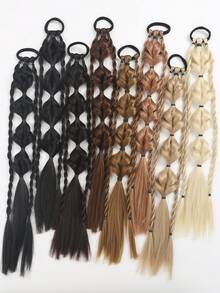 2 Pcs 18-Inch Hand-Woven Ponytail Wigs, High-Temperature Fiber Material, Bubble Braid Style, Suitable For Women - Multicolor - View 5