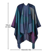 Pahajim Women's Soft Knitted Shawl Wrap, Lightweight Spring Autumn Scarf Cape For Daily Wear & Travel - Checkered Khaki - View 2