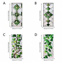 1/4pcsVintage Plant Diamond Pattern Stained Glass Window Film Peel And Stick Wallpaper For Home Kitchen Patio Living Room Decor - Green Leaf Colored Film - View 5