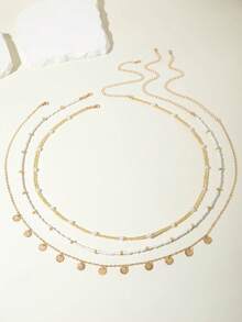 3pcs/Set Bohemian Style Golden Starfish & Geometric Resin Beaded Waist Chain, Unique Gift For Women Beach Holiday - 29124-2-g - View 3