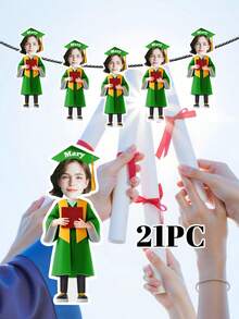 7/14/21pcs Customized Graduation Photo Flower Wreath, Personalized Graduate Face Flag With Name And Gown Color, 3 Color Options Suitable For Graduation Party Decor And Milestone Celebration, Graduation Season, Graduation Party Decoration, Gift For Graduate/College Student/Classmate - Multicolor - View 27