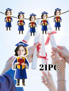 7/14/21pcs Customized Graduation Photo Flower Wreath, Personalized Graduate Face Flag With Name And Gown Color, 3 Color Options Suitable For Graduation Party Decor And Milestone Celebration, Graduation Season, Graduation Party Decoration, Gift For Graduate/College Student/Classmate - Multicolor - View 23