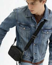 Coach Wyatt 20 Monogram Zipper Bag Crossbody Bag For Men With Wide Strap - Black - View 2