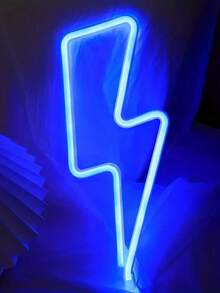 1件閃電造型霓虹燈，USB或電池供電LED閃電燈牌，牆面裝飾，適用於臥室、客廳、遊戲室、酒吧、婚禮裝飾、生日派對用品，送給朋友的聖誕禮物，聖誕裝飾燈 - 白色外殼 - 查看 14