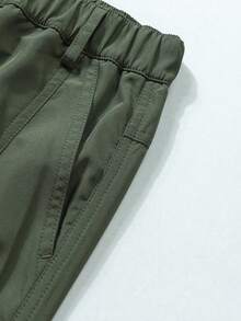 1pc Men's Solid Color Multi-Pocket Cargo Pants With Belt Loops, Casual Loose Straight Leg Trousers, Suitable For Spring, Summer, Autumn And Winter, Outdoor Fashion Cargo Pants, Gift For Boyfriend/Husband - Army Green - View 7