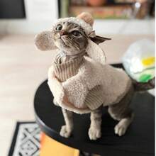 Warme Fleeceweste für Haustiere, Herbst/Winter, Druckknopfverschluss, Retro-Stil, geeignet für Devons, Siam, Cornish Rex, Abessinier Katzen - Aprikosenfarben - Übersicht 15