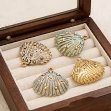 1件不锈钢时尚百搭贝壳吊坠项链耳环DIY首饰制作套装，适合女性日常佩戴 - 吊墜 - 查看 1