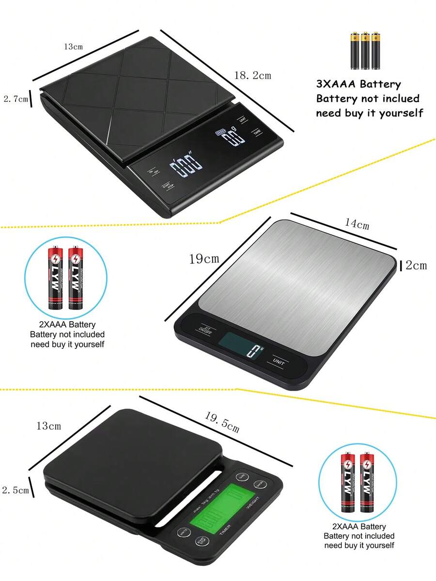1台专业单位切换厨房秤，3公斤高清屏幕烘焙秤，多种单位切换（克/公斤/盎司等），茶叶称重，食品称重，厨房工具（不含电池）[新年] - 廚房秤 - 查看 1